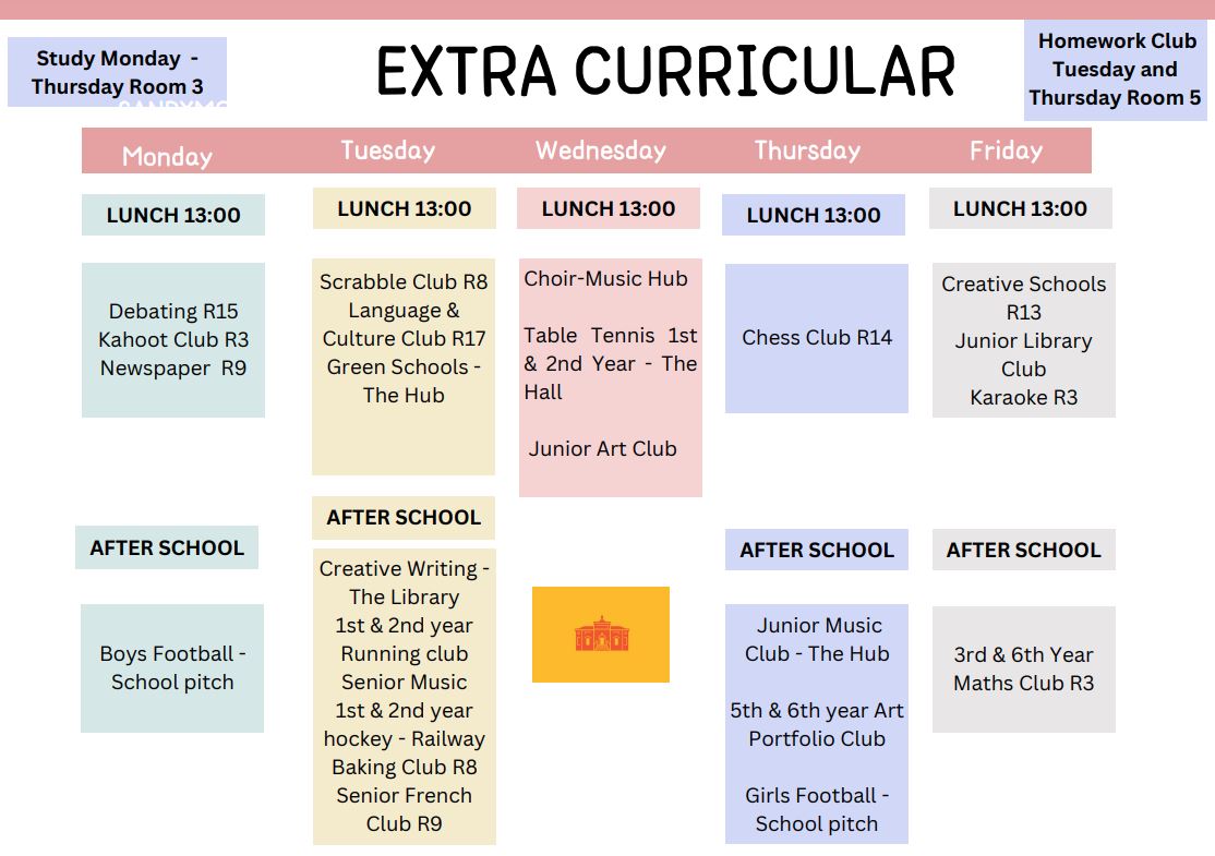 Extra-curricular Schedule Spring 2024