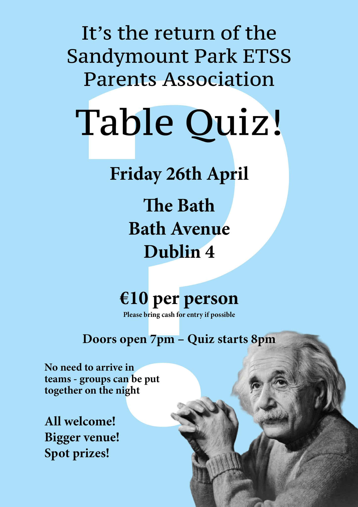 Parent Association Table Quiz Friday 26th 7pm