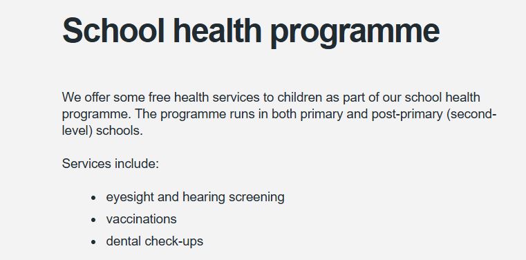 School Health Programme – Sharing of Data and Information with the HSE