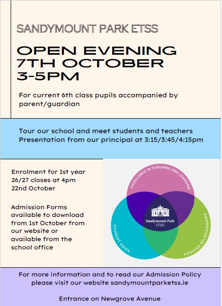 Open Evening 3-5pm 7th October 2025